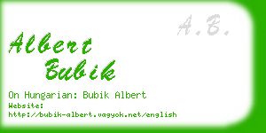 albert bubik business card